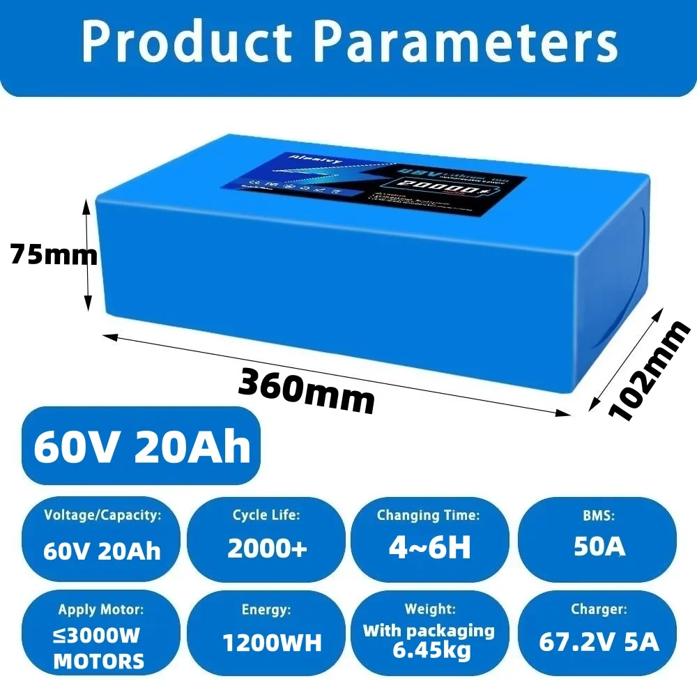 Aleaivy 60V Battery 20AH 30AH  - 60V 30Ah 21700 Battery Pack review and price
